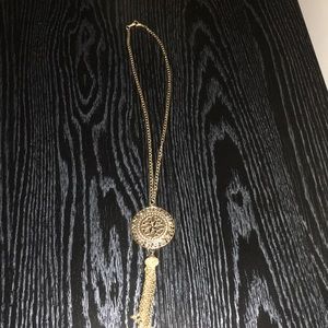 Long gold tassel necklace